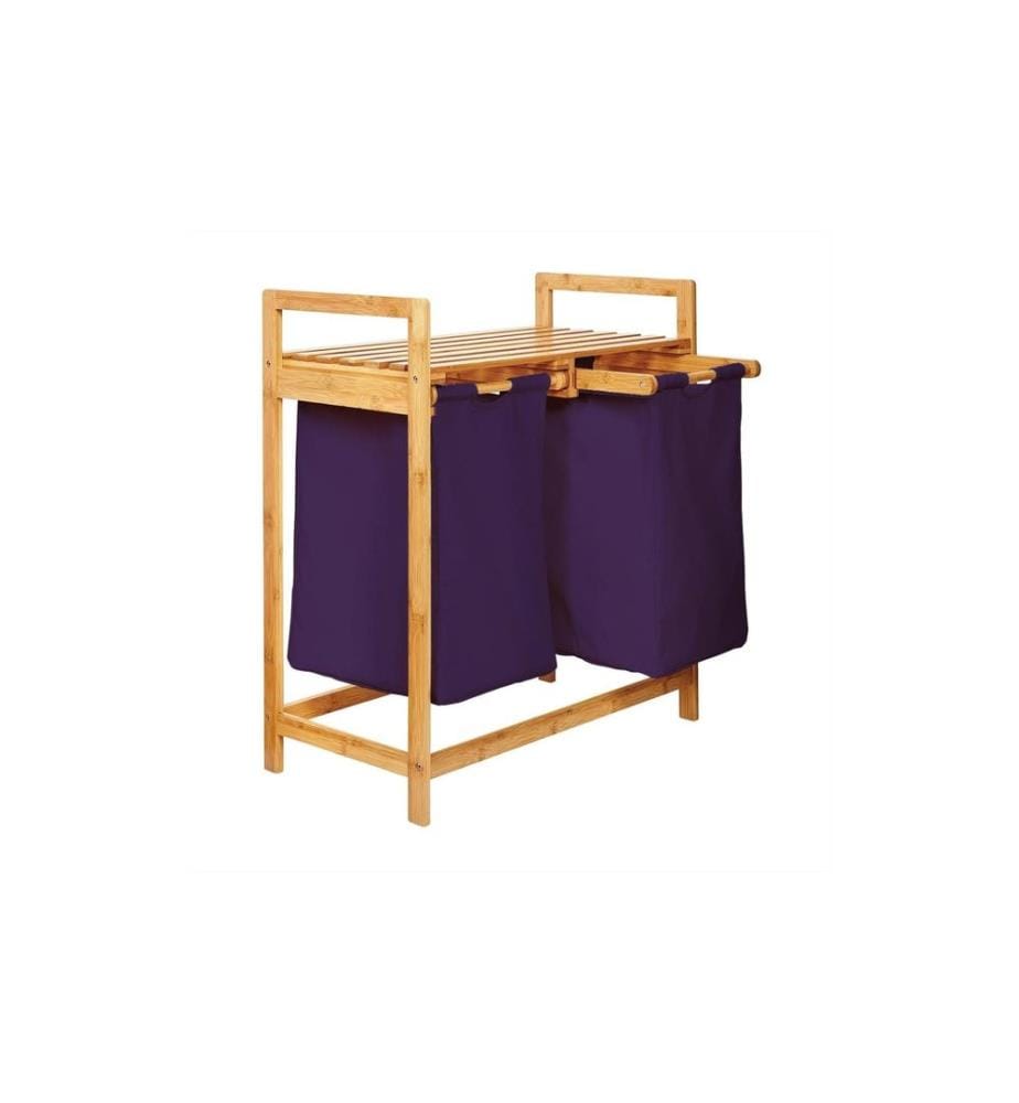 Lumaland - Wäschekorb  Bambus 30 l, Braun/Lila