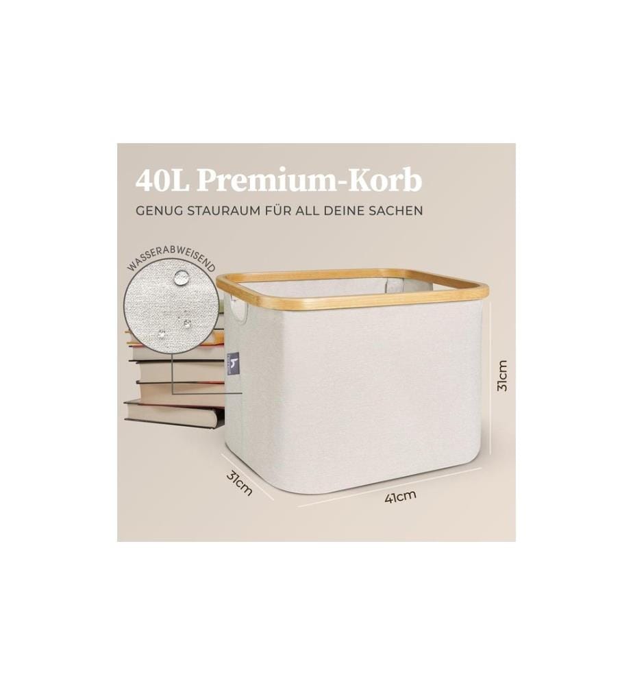 Hennez - Panier de rangement Adrian Beige/Blanc, 40 l