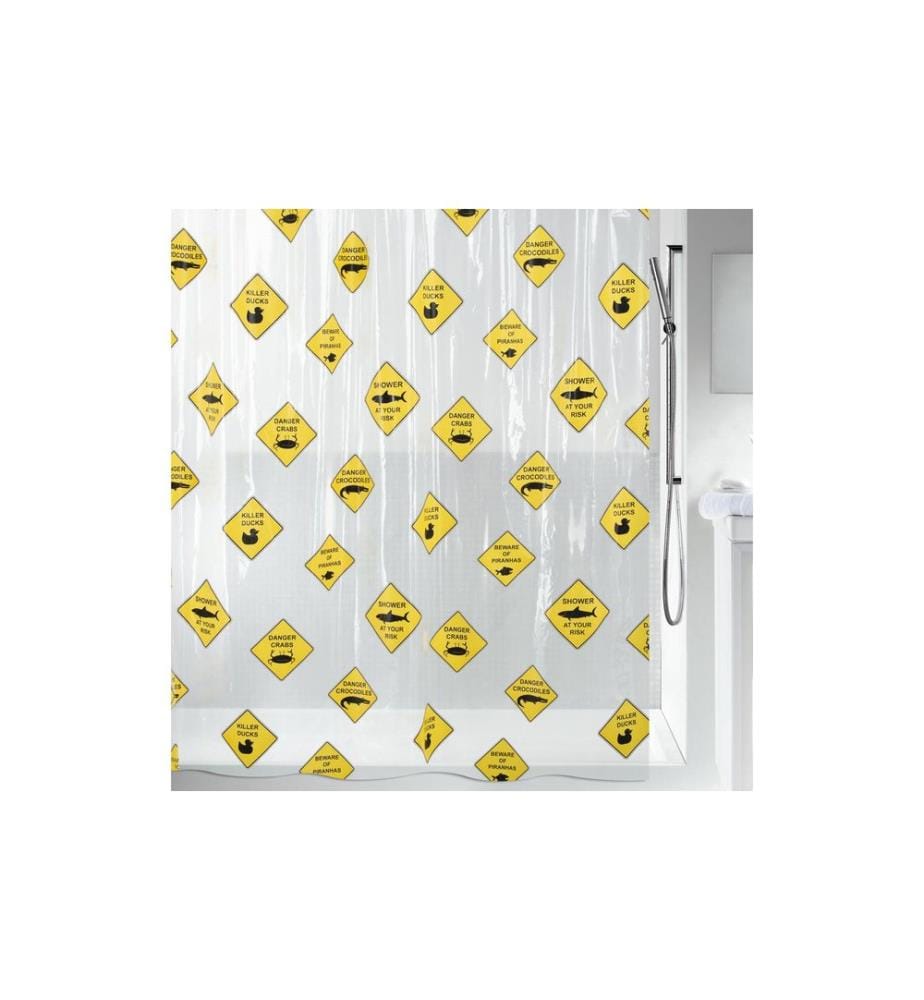 SPIRELLA - Duschvorhang Danger 180 x 200 cm Gelb/Transparent