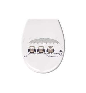 KLEINE WOLKE - Siège de toilette Hiboux avec dispositif d'abaissement automatique, blanc/gris/marron
