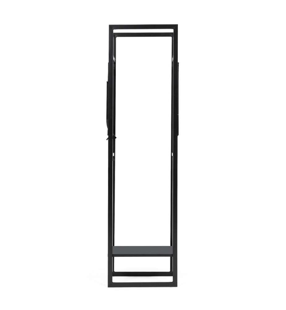 Range bûches avec étagère et accessoires 170 cm - Noir