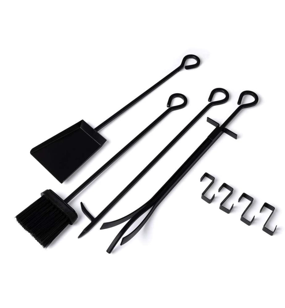 Range bûches avec étagère et accessoires 170 cm - Noir