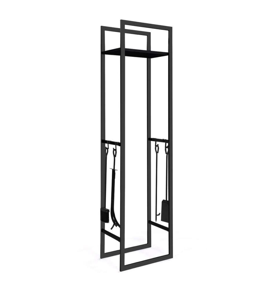 Range bûches avec étagère et accessoires 170 cm - Noir
