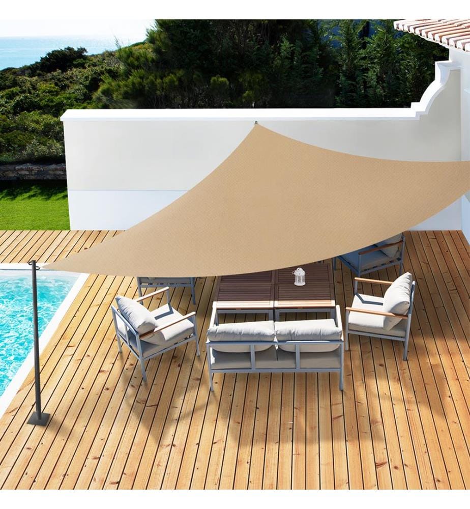 Dreieckiges Sonnensegel - 5 x 5 x 5 m - Beige