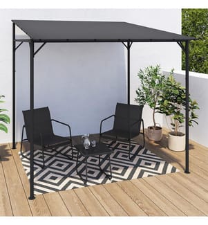 Pergola Gazebo aus Stahl mit schrägem Dach 2.3x2.4m - Anthrazitgrau