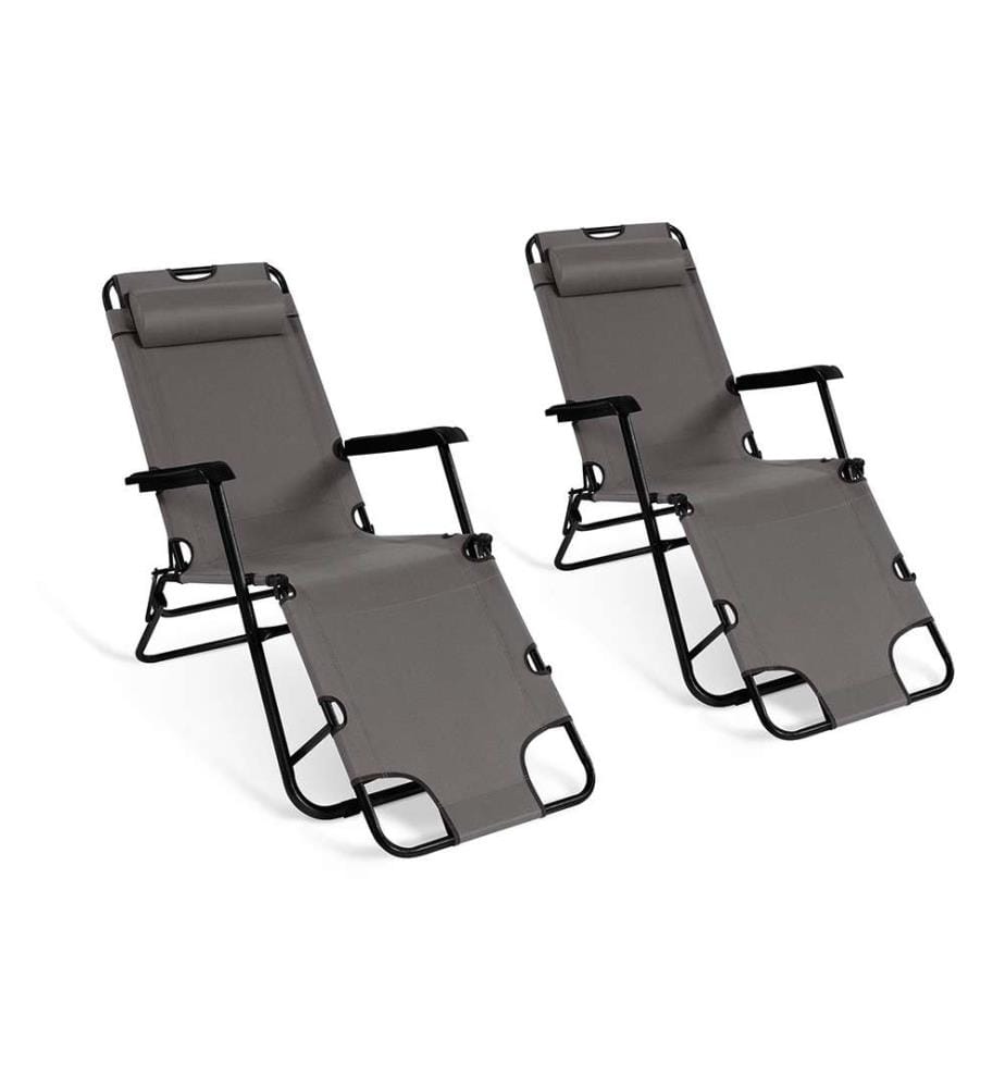 Set of 2 Recliners 2 in 1 - Grey