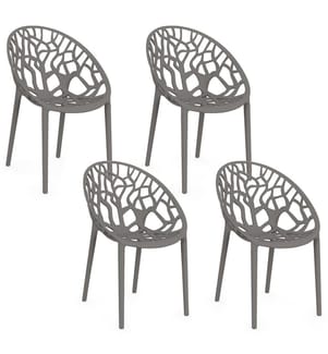 4er-Set Mira-Gartenstühle – Grau