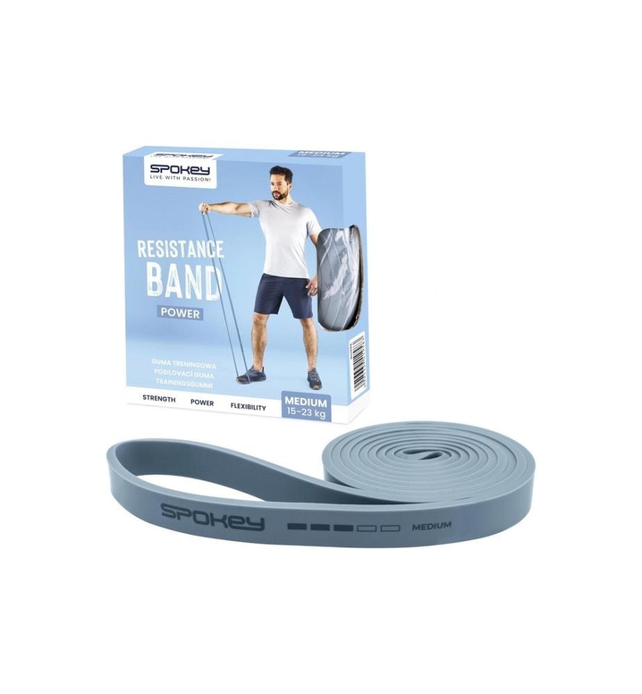 SPOKEY - Bande élastique de musculation Power Bleu, moyen, 208 cm