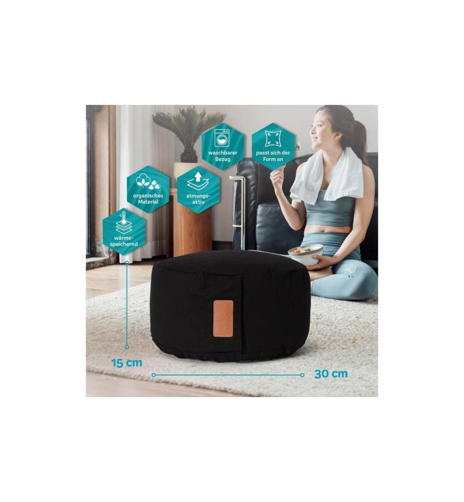 DoYourYoga - Coussin de yoga Vishnu Ecorces de sarrasin, noir