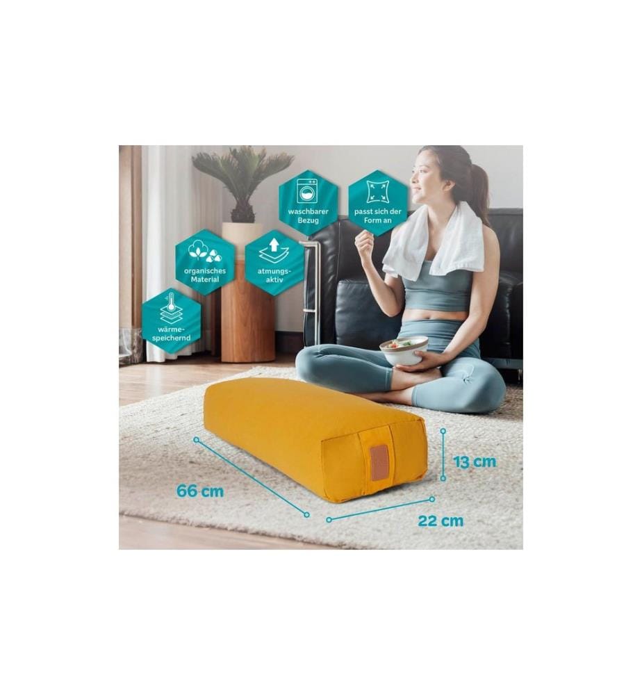 DoYourYoga - Coussin de yoga Paravati avec vannure d'épeautre bio Jaune