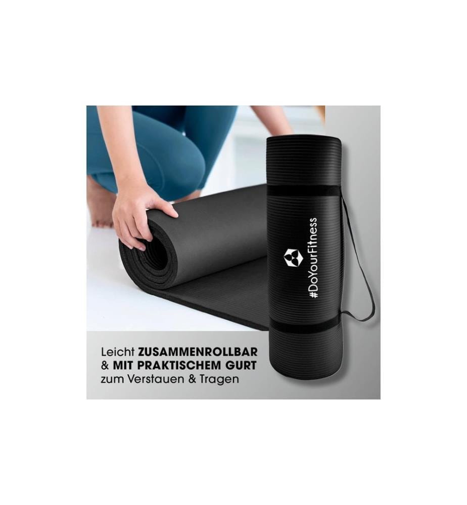 World Fitness - Matelas de fitness Yogini 183 cm x 61 cm, Noir
