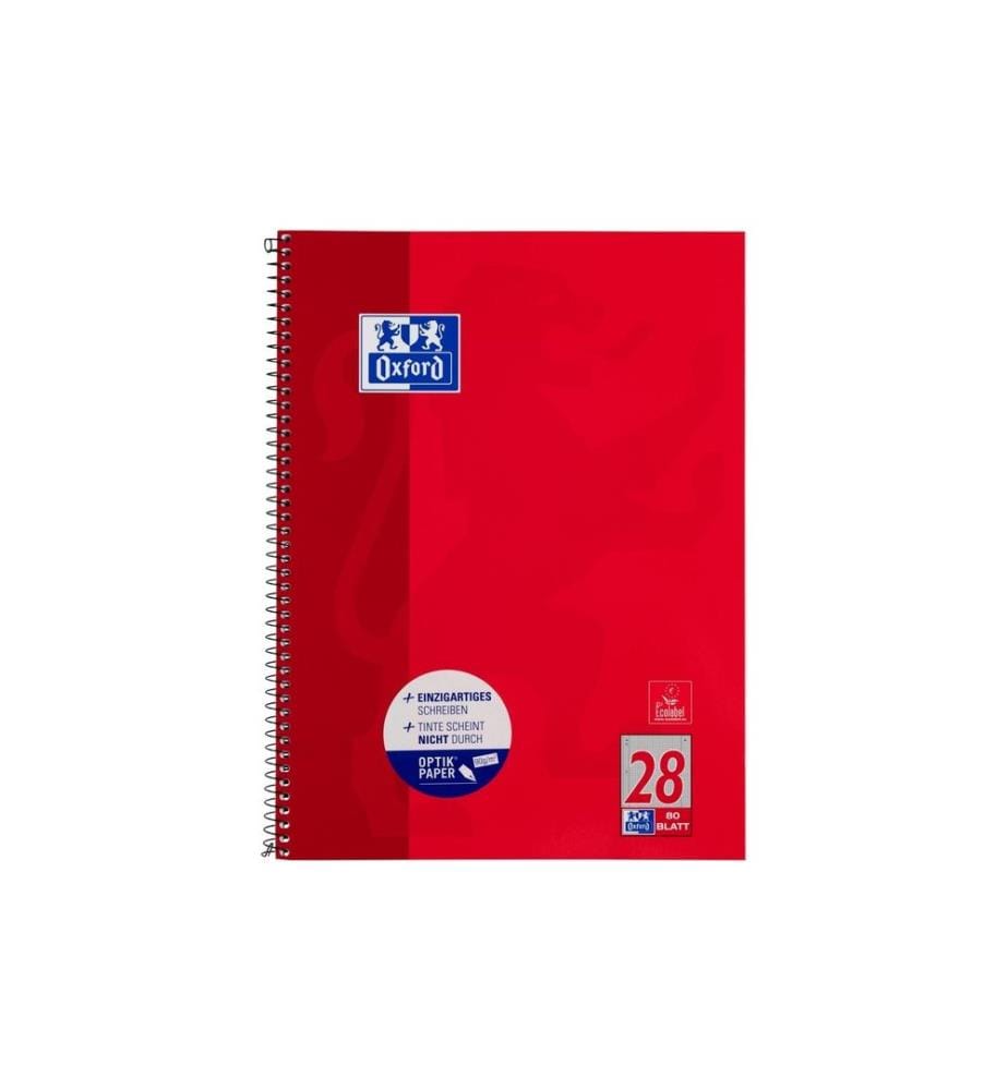 Oxford Cahier Bloc-notes collège A4+, quadrillé, rouge