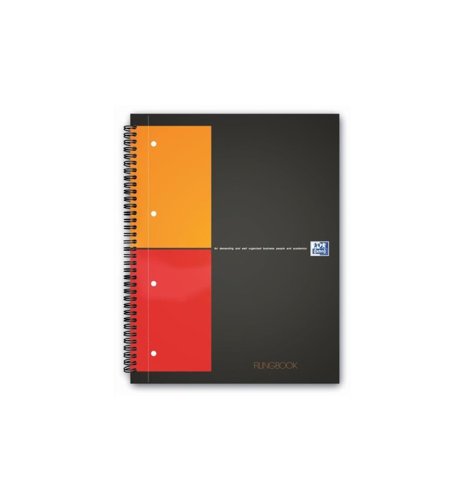 Oxford Carnet de notes International Filingbook, A4 +, À carreaux, Gris