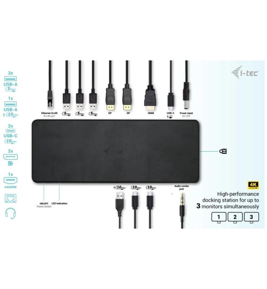 I-TEC - Dockingstation USB-C 3x 4K Gen 2 Pro + PD 100 W
