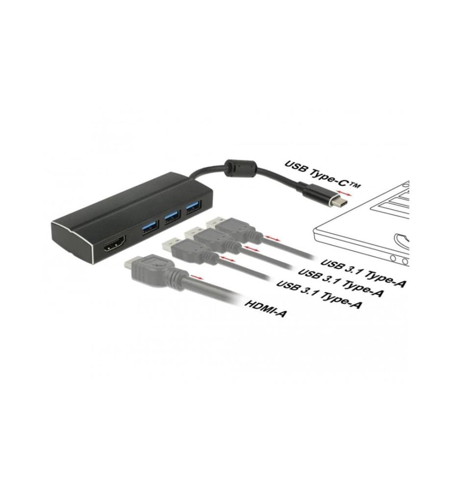 DELOCK - Dockingstation USB 3.1 Typ-C Gen1 - 3x Typ-A + 1x HDMI 4K