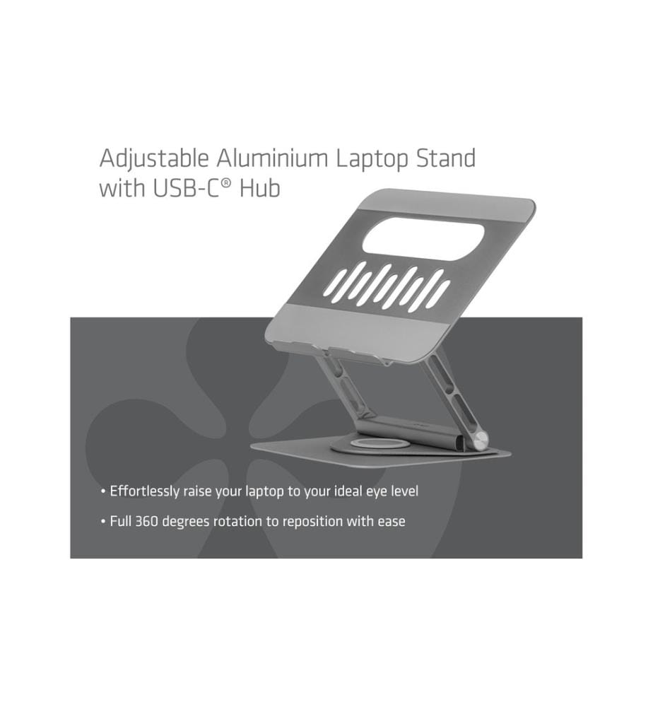 Club 3D - Laptop-Ständer CSV-2554 Grau mit Hub 17.3