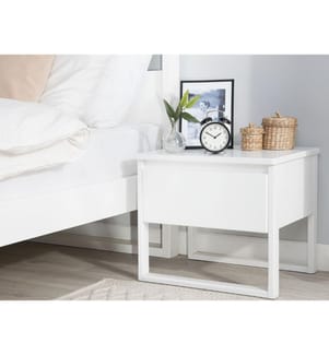 Nachttisch Weiss Kiefernholz 43 x 50 x 41 cm Modern Elegant Pratkisch Schlafzimmer