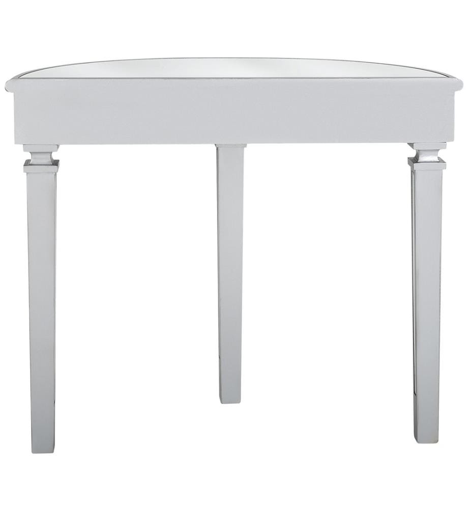 Konsolentisch Silber 35 x 90 cm Glas Spiegeleffekt MDF Tischpltte Halboval Vintage Klassisch
