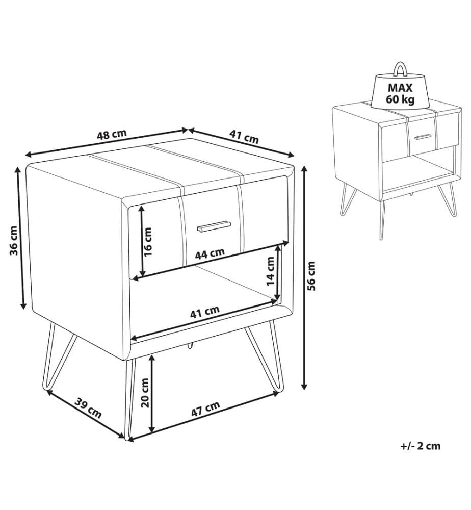 Table de nuit à 1 tiroir BETIN Cuir PU Blanc