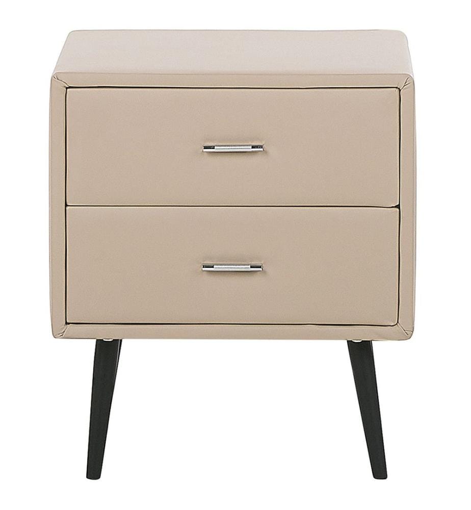 Table de nuit à 2 tiroirs ESSONNE Cuir PU Beige