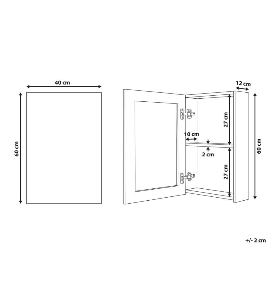 Armadio a muro per specchio da bagno PRIMAVERA 40 cm 60 cm Bianco