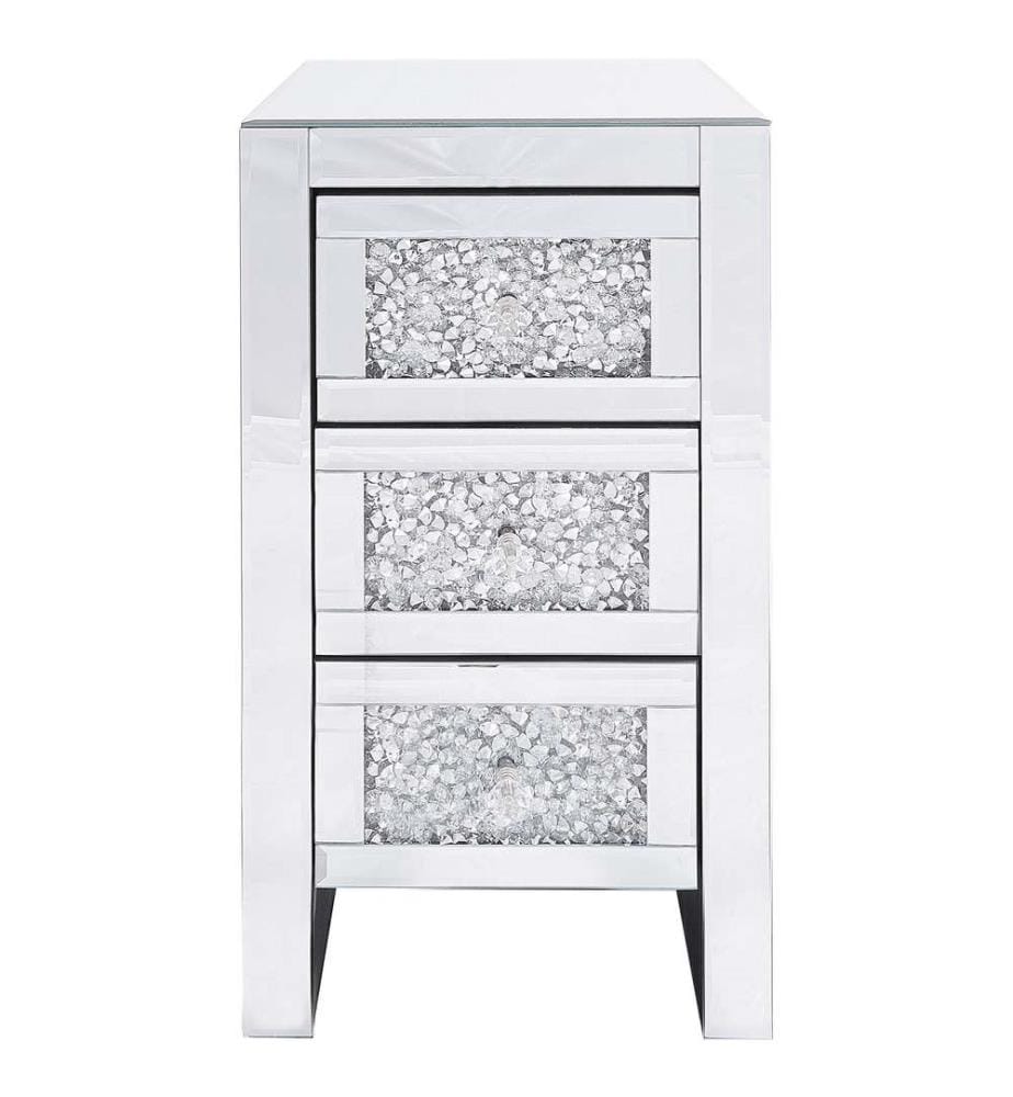 3 Drawer Bedside Table LORAY Glass Mirrored Silver