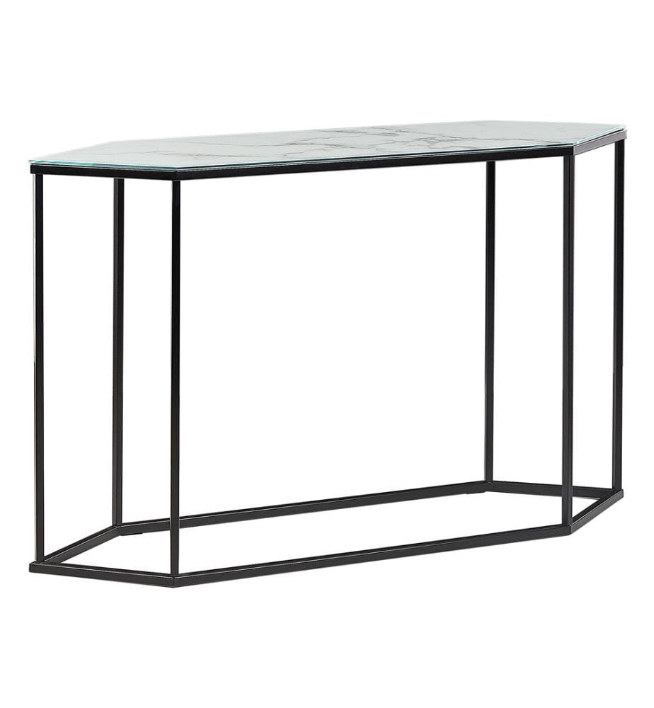 Konsolentisch PERRIN Sicherheitsglas Marmor Optik / Schwarz