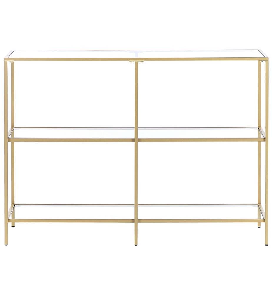 Konsolentisch Gold / Transparent Gehärtetes Glas/Eisen 3 Fächer Rechteckig Wohnzimmer Flur Schlafzimmer im Glamour Stil