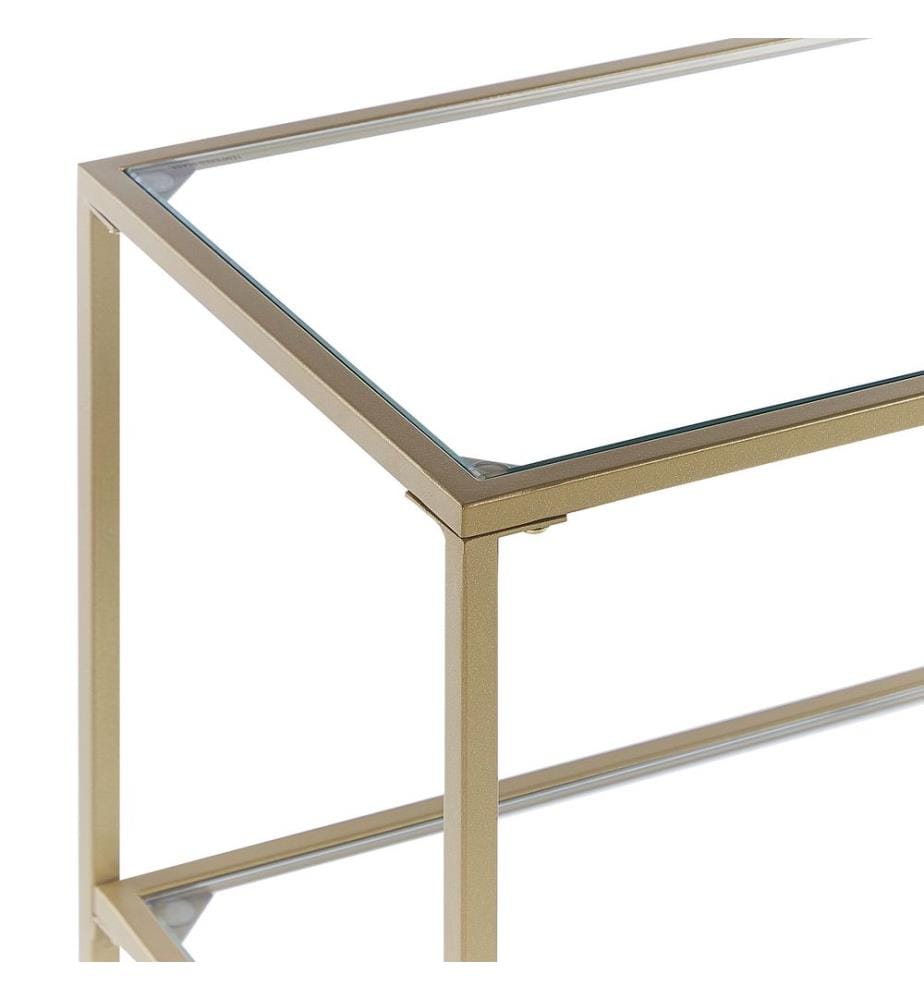 Konsolentisch Gold / Transparent Gehärtetes Glas/Eisen 3 Fächer Rechteckig Wohnzimmer Flur Schlafzimmer im Glamour Stil
