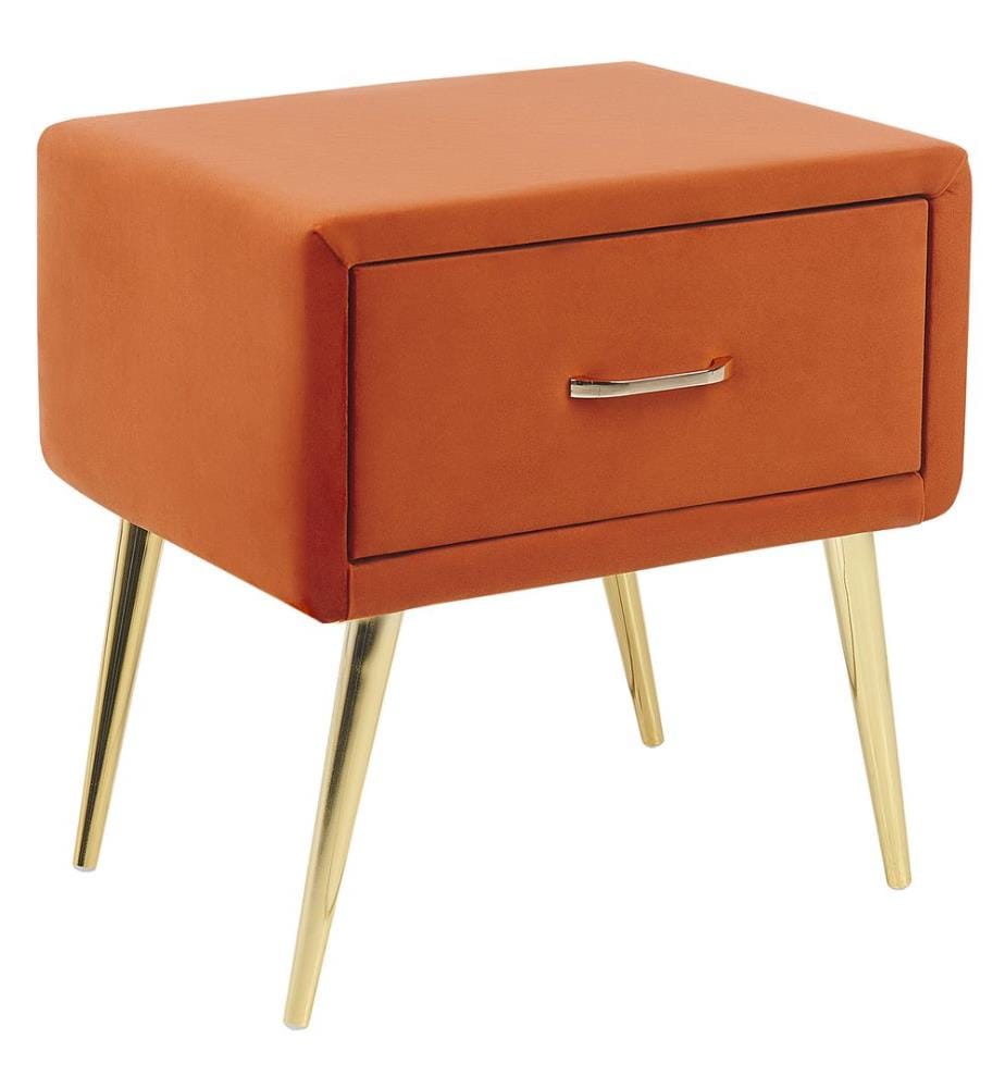 Nachttisch mit 1 Schublade FLAYAT Samtstoff Orange