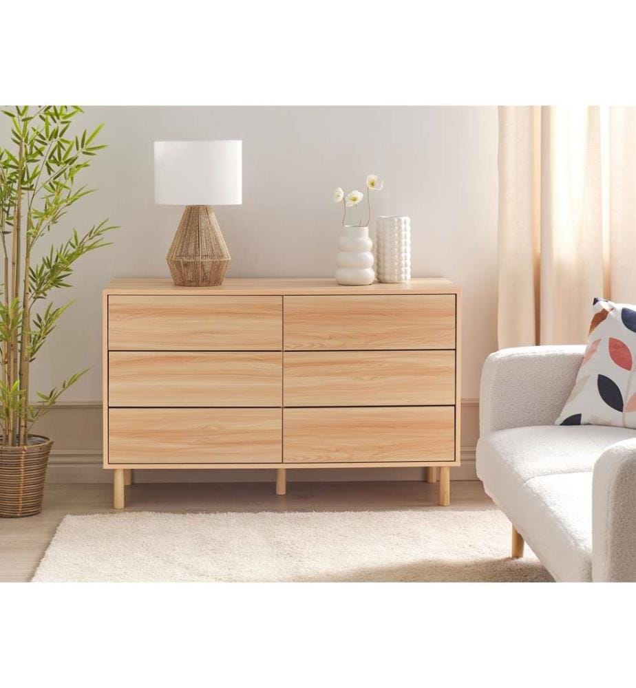 Commode à 6 tiroirs SHARPE Marron clair