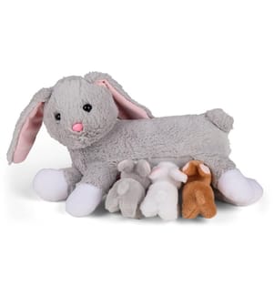 MAMANIMALS - Animal en peluche Maman Lapin et ses bébés 25 cm