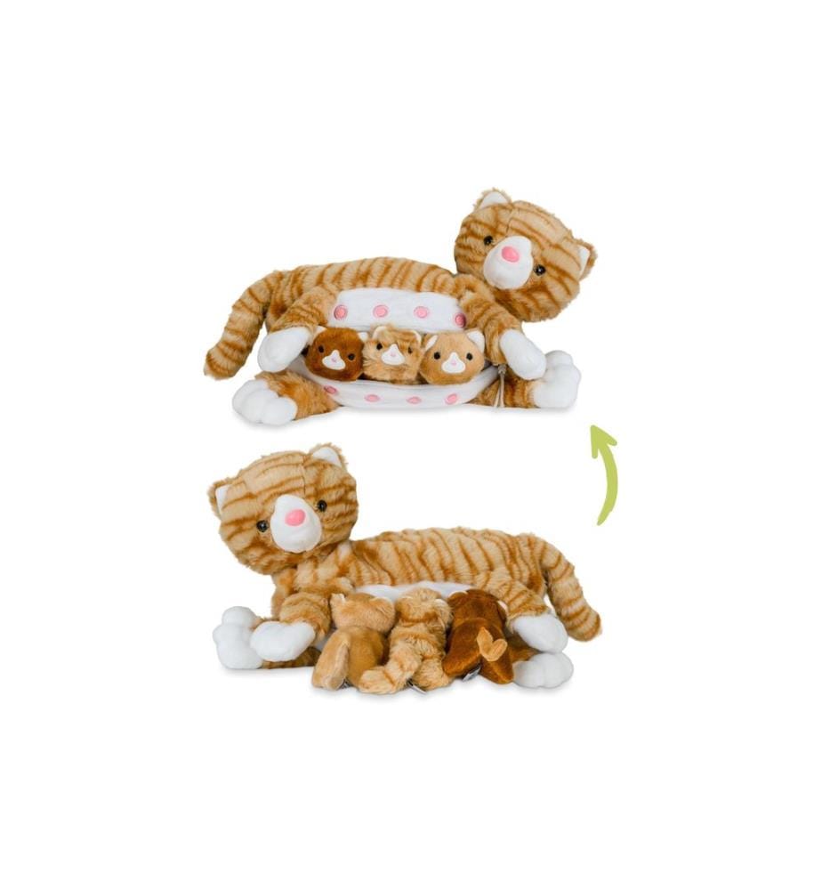 MAMANIMALS - Maman chat & bébés 25 cm