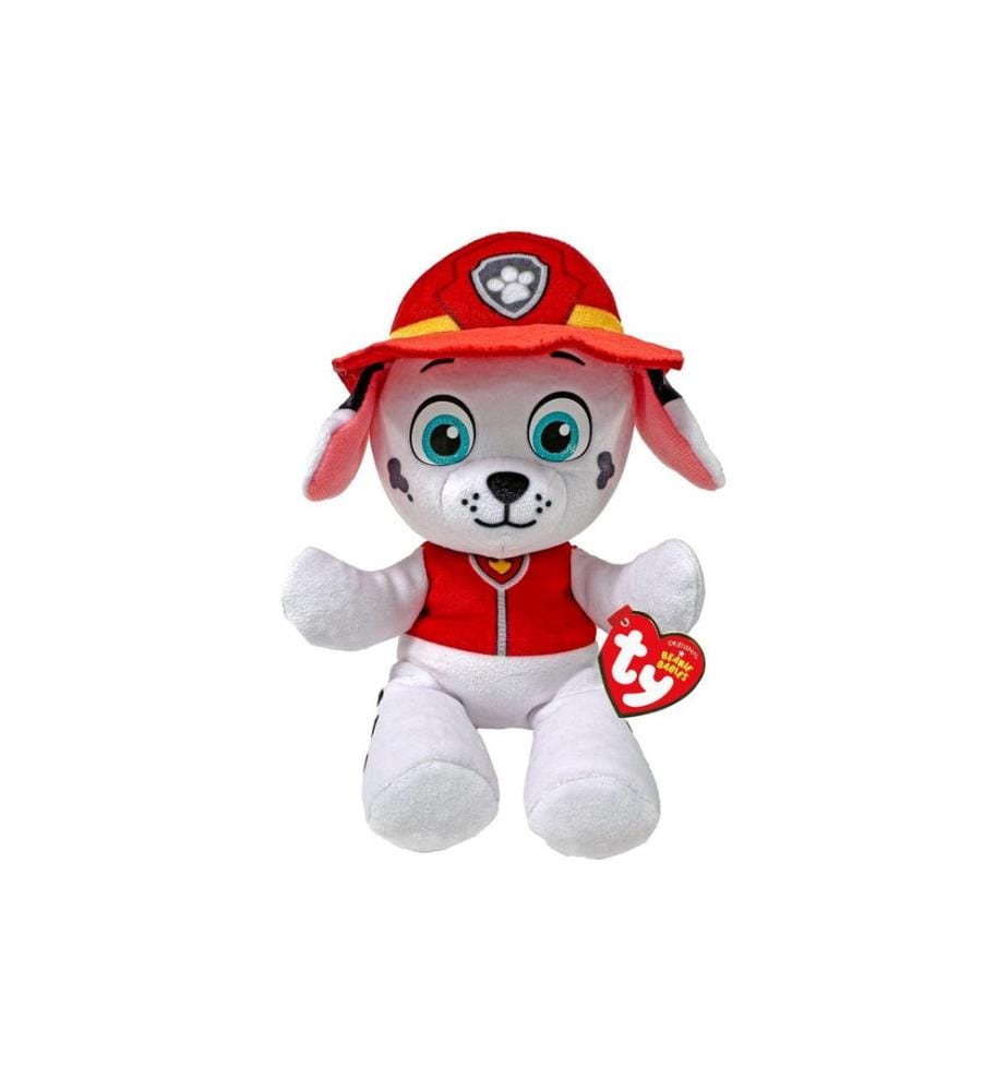 Ty - Peluche Paw Patrol Marshall 20 cm, Rouge, Blanc
