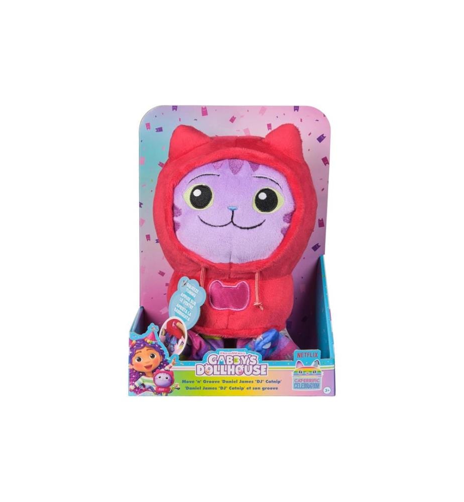 SPINMASTER - Peluche fonctionnelle Gabby's Dollhouse – DJ Catnip 25 cm