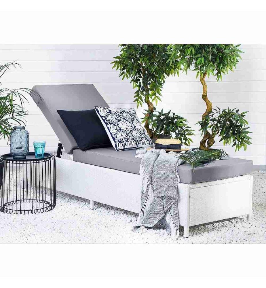Transat avec coussin TURIN Polyrotin Blanc
