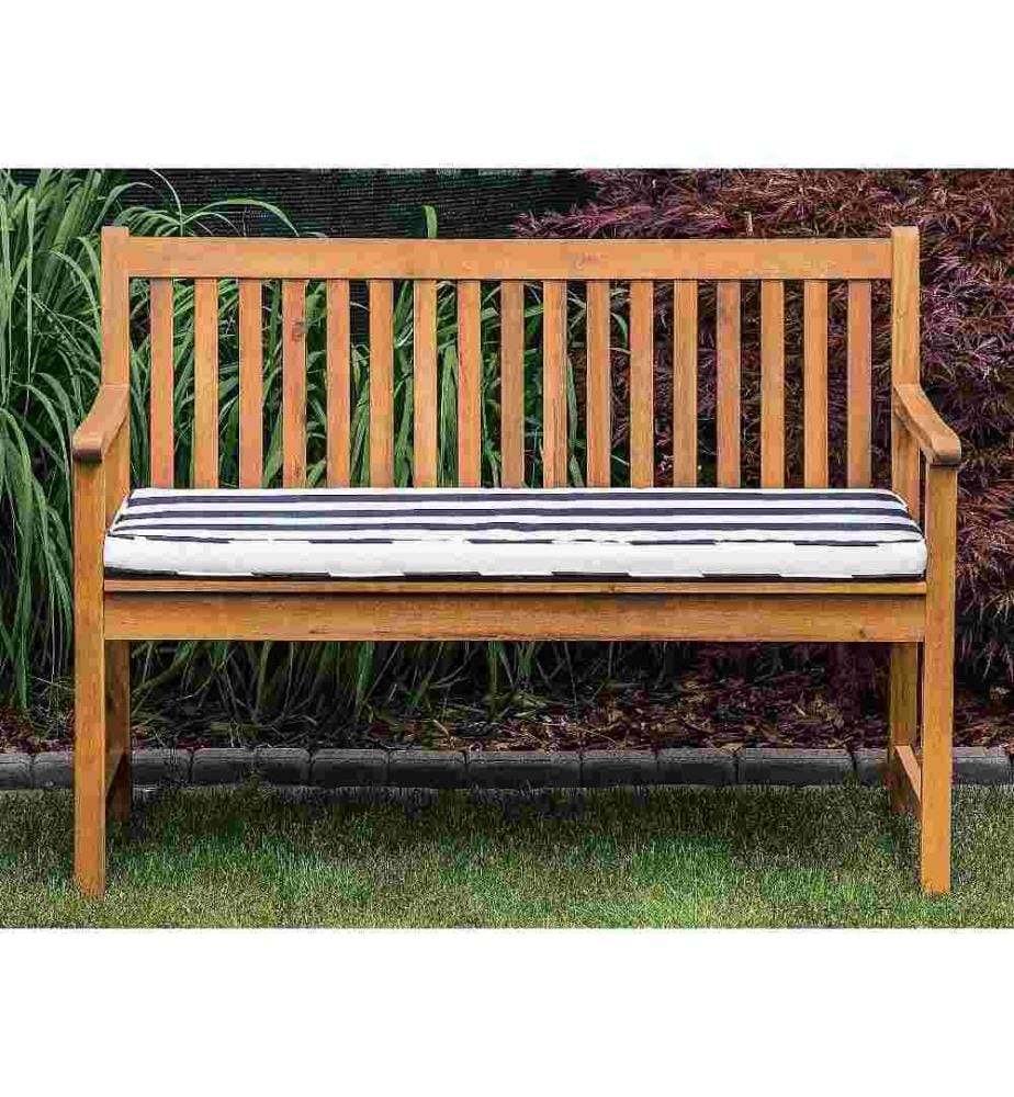 Panca da giardino con cuscino VIVARA 120 cm Legno di acacia certificato Blu marino