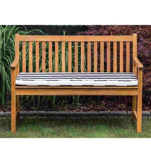Gartenbank mit Auflage VIVARA 120 cm zertifiziertes Akazienholz Marineblau