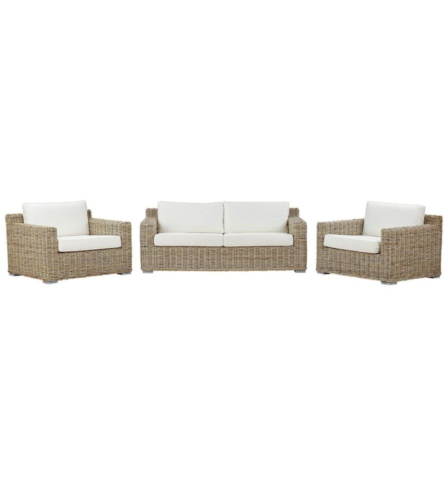 Gartensofa Set 4-Sitzer ARDEA Rattan Hellbraun