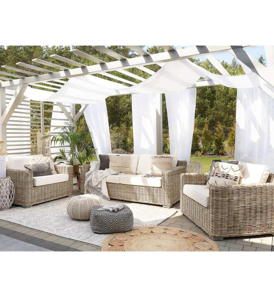 Gartensofa Set 4-Sitzer ARDEA Rattan Hellbraun