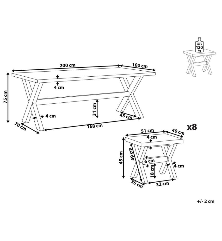 Set da pranzo da giardino con sgabelli 8 posti OLBIA Cemento Grigio