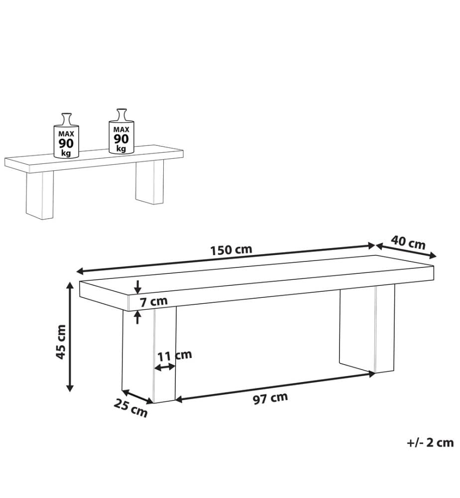 Panchina da giardino TARANTO 150 cm Cemento Grigio