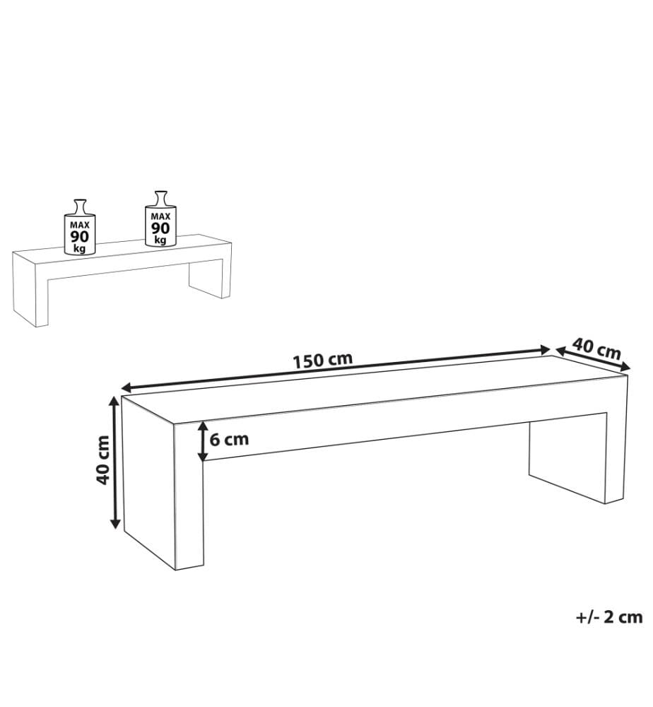 Panchina da giardino TARANTO 150 cm Cemento Grigio