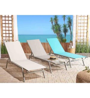 Sonnenliege NOLI mit Relaxfunktion Metall Weiss