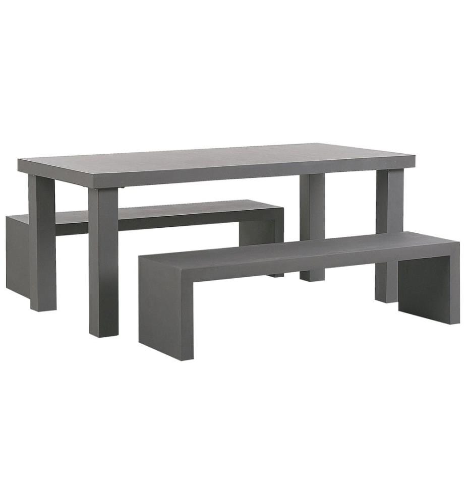 Set da pranzo da giardino con panche 4 posti TARANTO Cemento Grigio