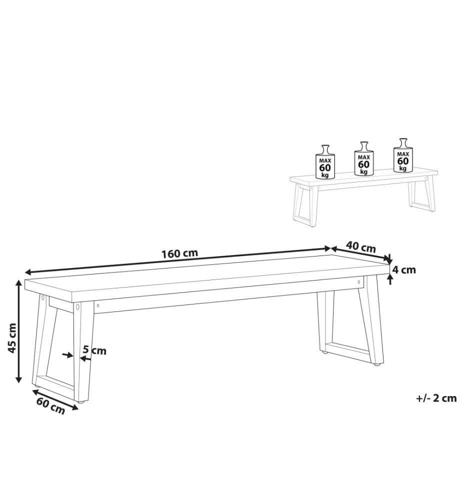 Panchina da giardino ORIA 160 cm Cemento Grigio