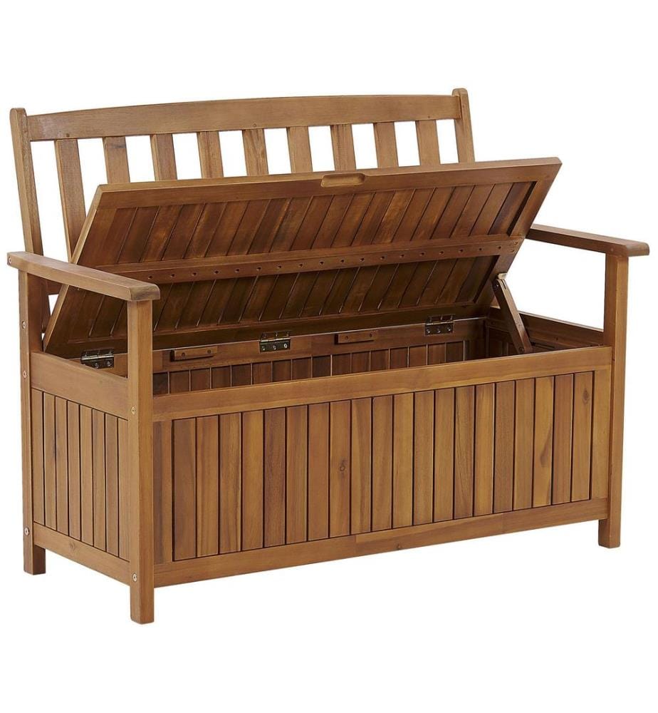 Panca da giardino con cuscino SOVANA 120 cm con contenitore Legno d'acacia Rosso