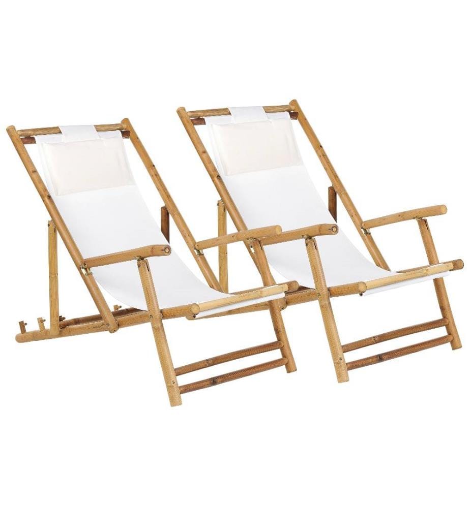 Set mit 2 klappbaren Liegestühlen ATRANI Bambus Hellbeige
