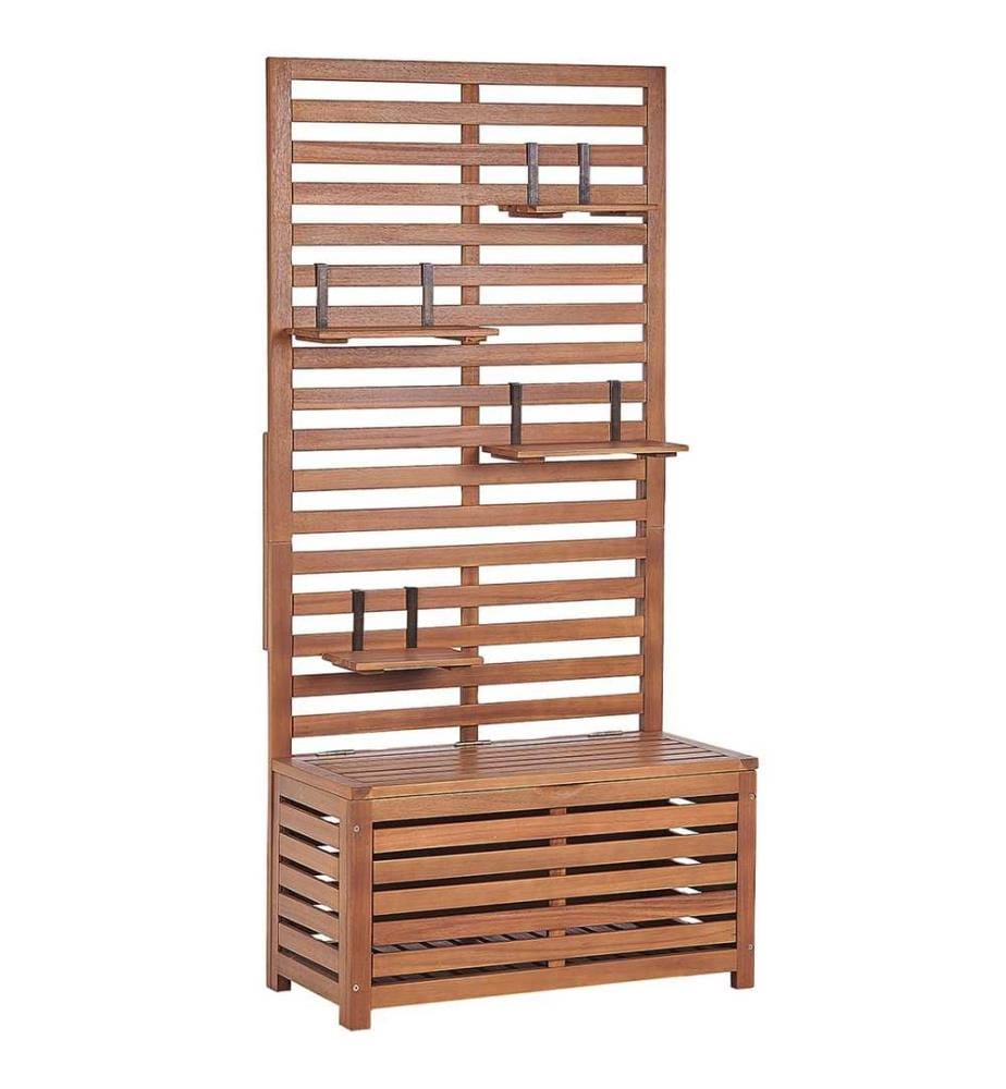 Panca da giardino con pannello a muro MATINO Legno d'acacia 80 cm 40 cm Marrone
