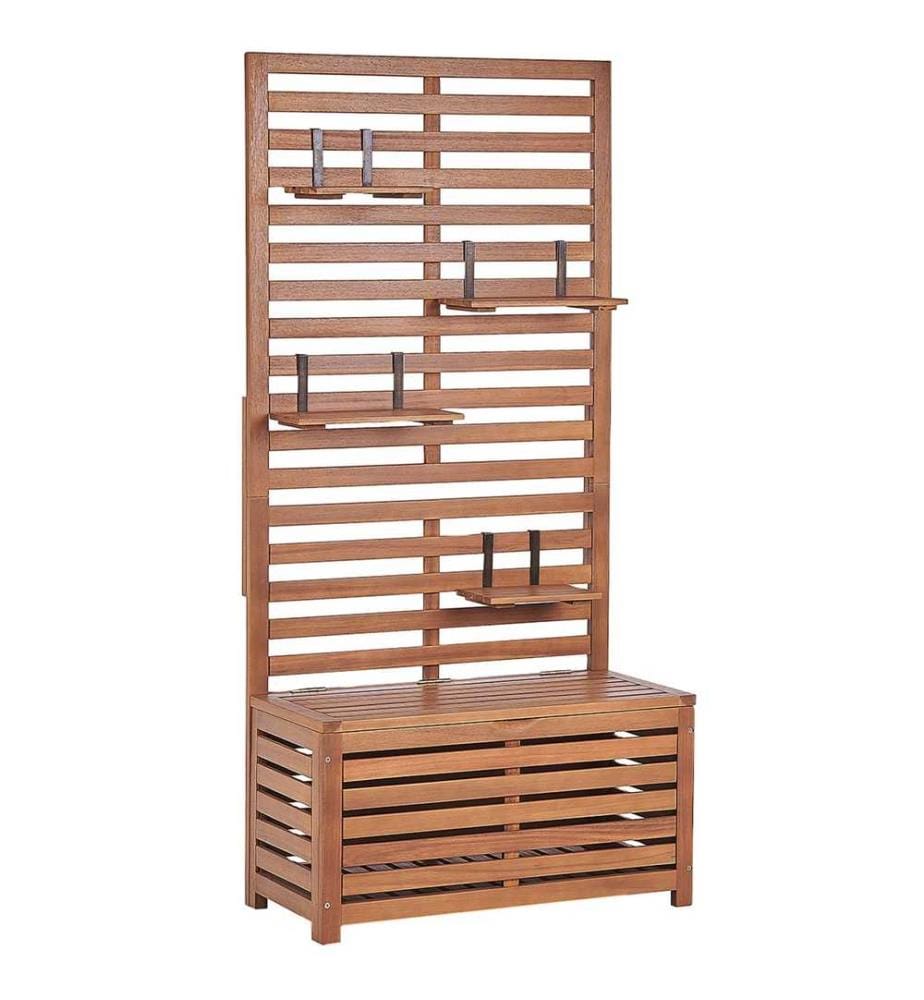 Panca da giardino con pannello a muro MATINO Legno d'acacia 80 cm 40 cm Marrone